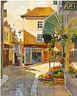Village Canvas Paintings - cobblestone village by marilyn simandle